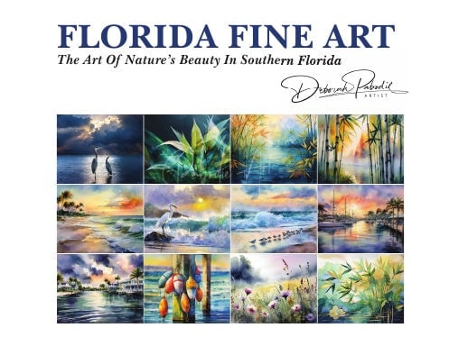 Florida fine art book featuring colorful watercolor paintings of southern Florida landscapes and wildlife scenes
