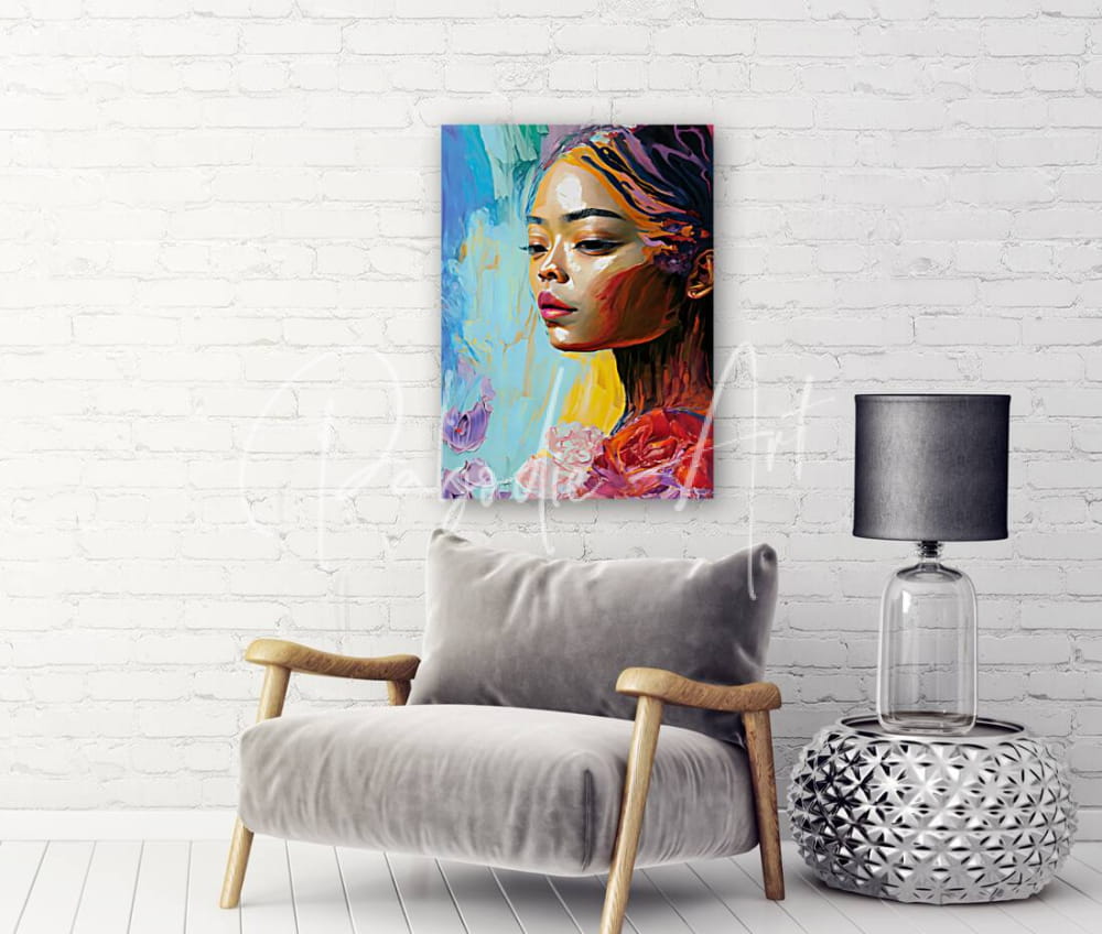 Vibrant abstract faces i portrait painting with bold brushstrokes in blues purples yellows and reds