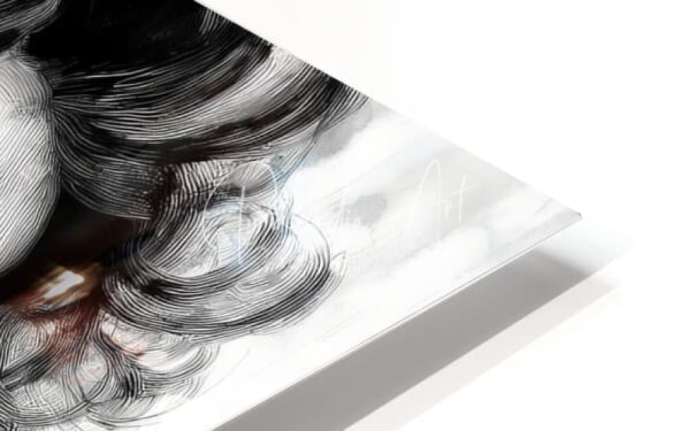 Black and white abstract bad boy artwork on glossy acrylic print with visible brushstroke texture