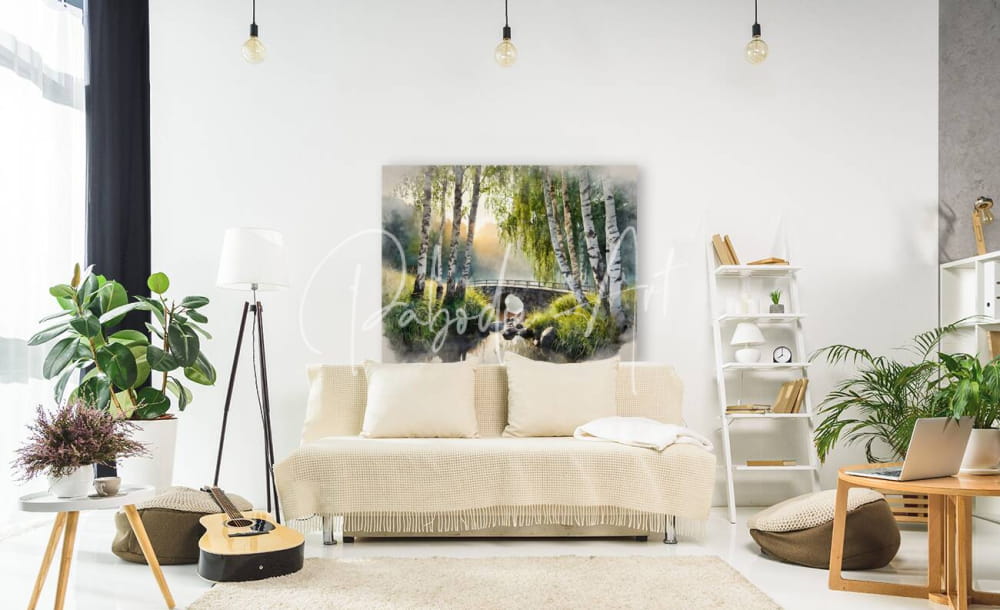 Beige fringed sofa with matching cushions and white throw blanket from birch glen stone bridge collection