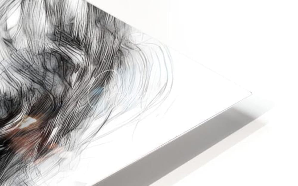 Bottomless eyes black and white abstract face sketch in fine pencil strokes on sleek minimalist canvas artwork