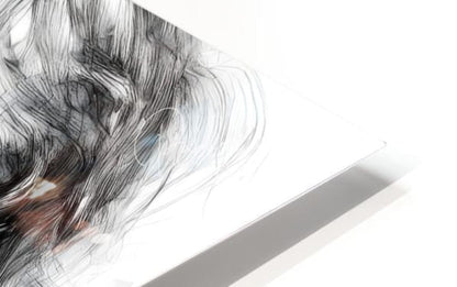 Bottomless eyes black and white abstract face sketch in fine pencil strokes on sleek minimalist canvas artwork