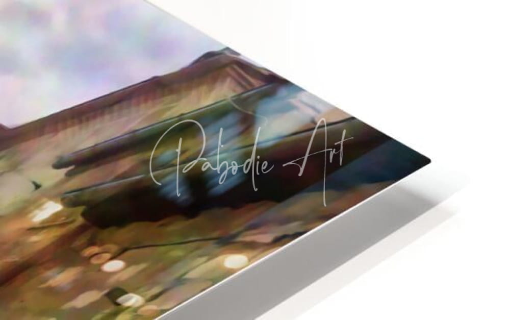 Acrylic print cobblestone steps and stones to the sky with watercolor landscape in earthy tones signed pabodie art