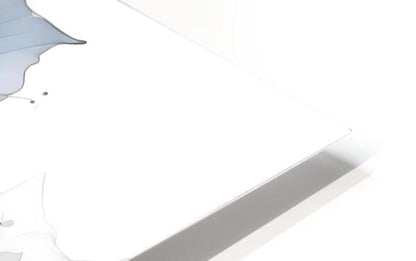 White rectangular tablet with subtle gray edge and faint blue abstract design titled contemporary flows iv