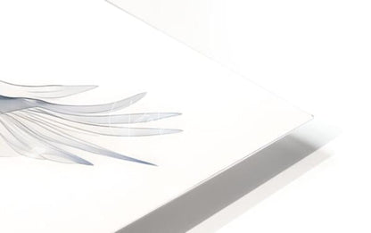 A minimalist white notebook titled Egret In Flight Ink Wash with a delicate translucent gray wing illustration on cover