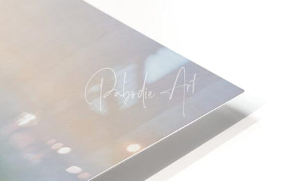 A sleek minimalist art print titled egret by the sea with a soft gradient background and white cursive palbodie art text