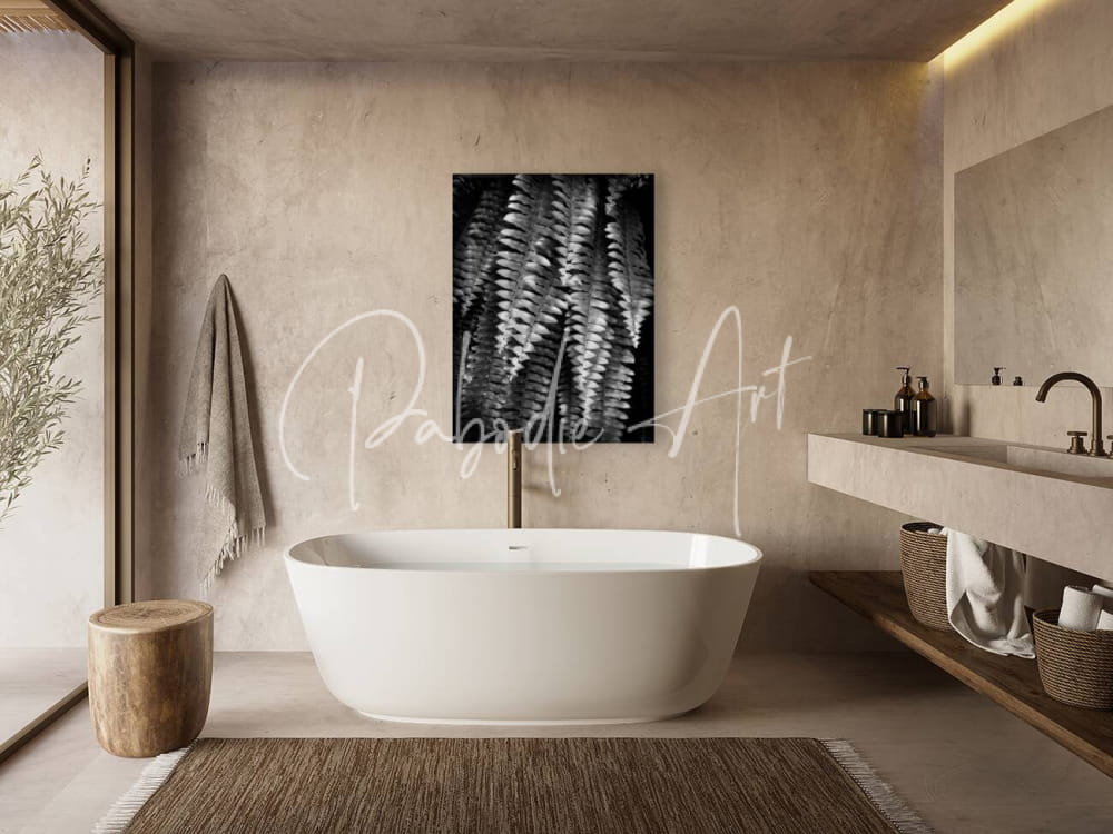 White freestanding oval bathtub with sleek design and glossy surface from Fern Fronds collection