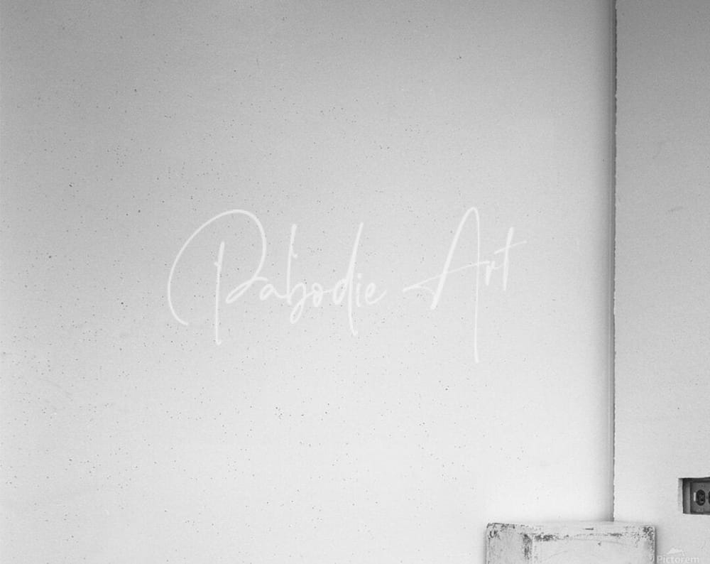 Geometric bamboo minimalist monochromatic wall with pabodie art white cursive script on textured surface