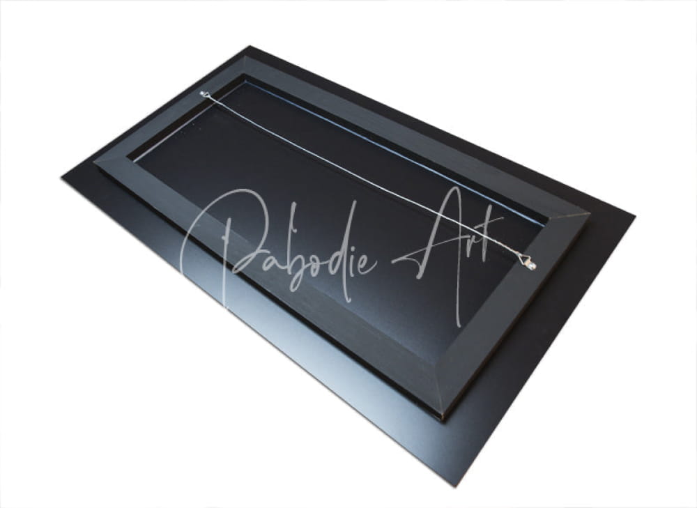 Black rectangular display case with sleek glossy finish for hydrangea blooms art display and protection