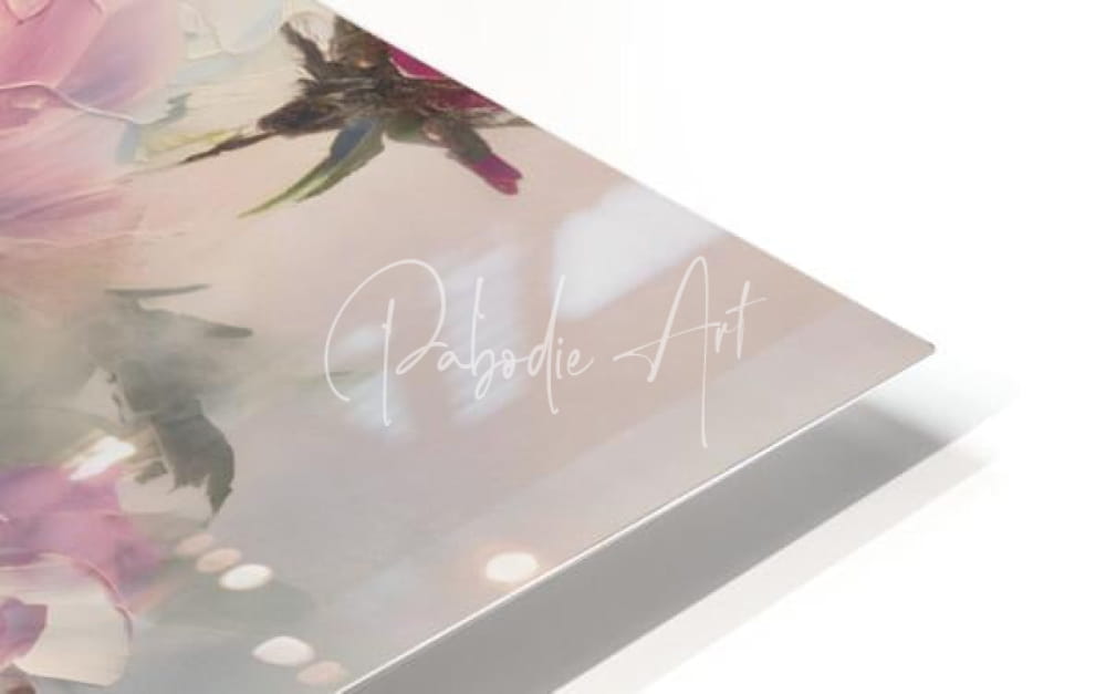 A sleek triangular painting peonies art print with soft pink and muted green watercolor floral design