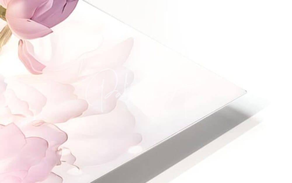 A delicate pink peony flower with soft layered petals resting on a sleek white glass surface in peonies in pink
