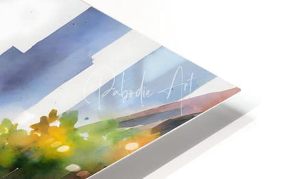Watercolor landscape print titled when it rains in la on white mat signed by pabodie art in cursive script