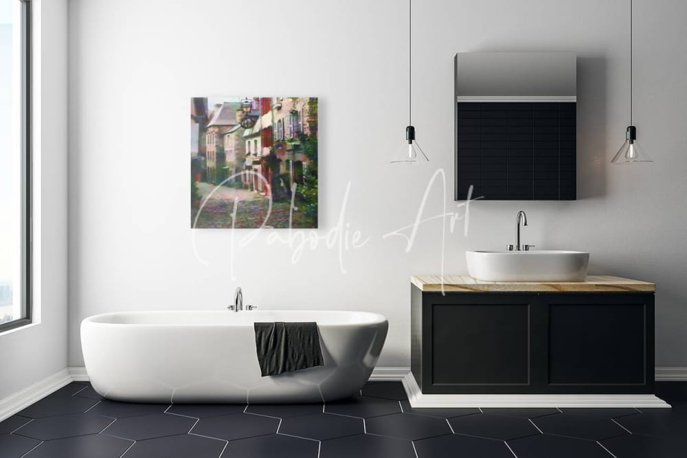 White freestanding bathtub with sleek modern design and smooth surface featured in stone shops of character