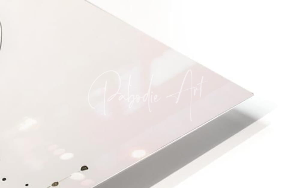 A sleek translucent pink acrylic plaque called the swan ink wash with delicate papadie art signature and gold speckles