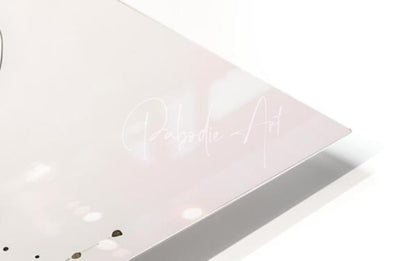 A sleek translucent pink acrylic plaque called the swan ink wash with delicate papadie art signature and gold speckles