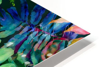 Vibrant abstract floral tropical leaves iv artwork in a sleek white floating frame for modern wall decor