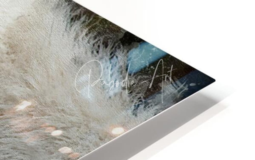 The white wolf angled canvas print features a textured abstract watercolor design in muted blues and grays