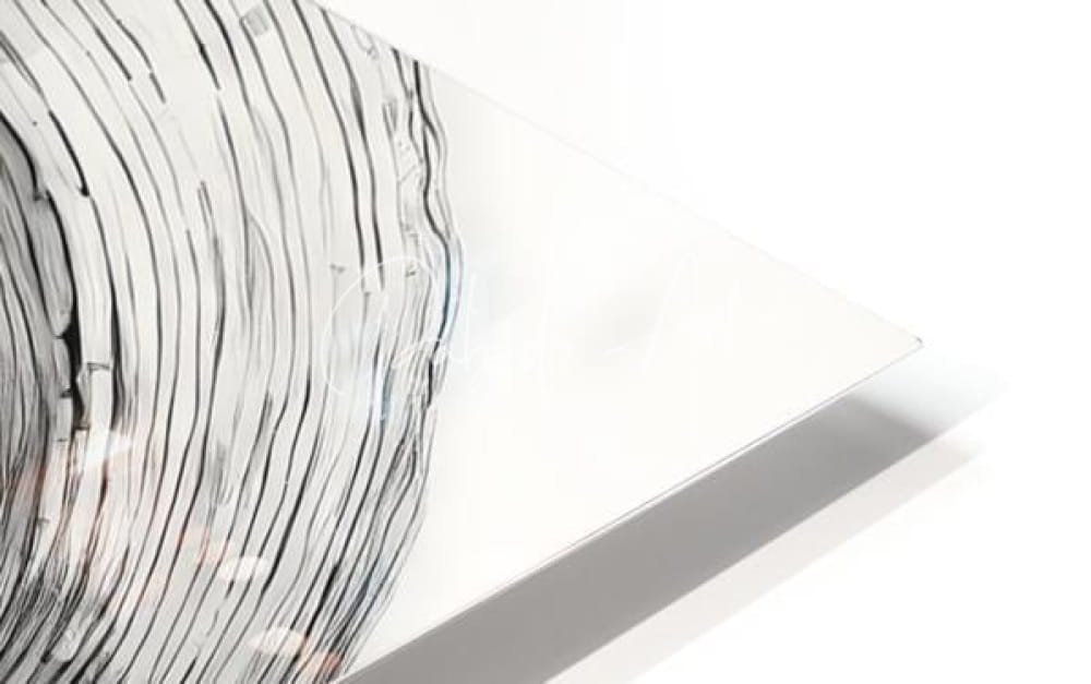 A young beauty sleek transparent acrylic print with dynamic black line-art wave design